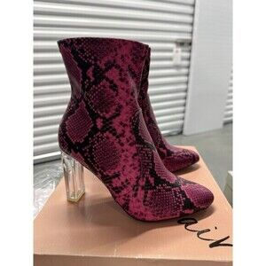 Wild Pair Womens Baylee Pink Snake Print Ankle Booties Shoes US 7.5 M NEW
